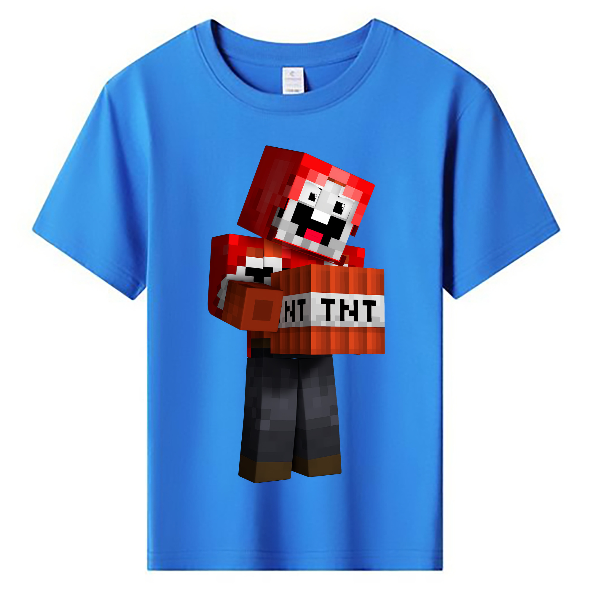 （画像用） マインクラフト ブロックの世界 Minecraft MC Block world 綿100％キッズTシャツ（フロントプリント）